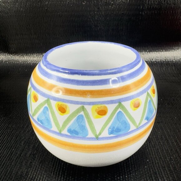 Hand Made Italian Art Pottery Signed TERRAGLIA Round Dish Bowl Vase Made Italy - Picture 1 of 9